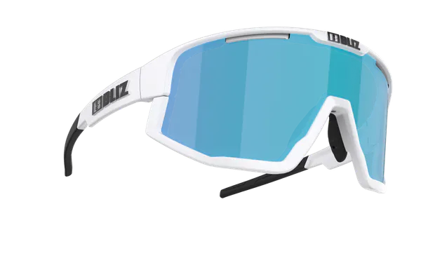 Bliz Fusion Small Matt White, Brown w Blue Multi